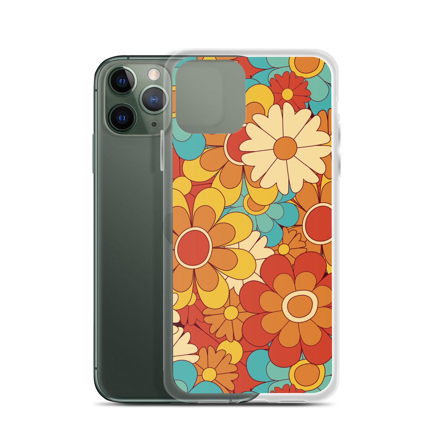 Vintage Retro Colors Groovy Floral Pattern Clear Case for iPhone®