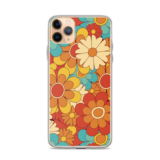 Vintage Retro Colors Groovy Floral Pattern Clear Case for iPhone®