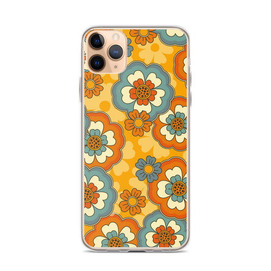 Vintage Retro Colors Groovy Flowers Pattern Clear Case for iPhone®