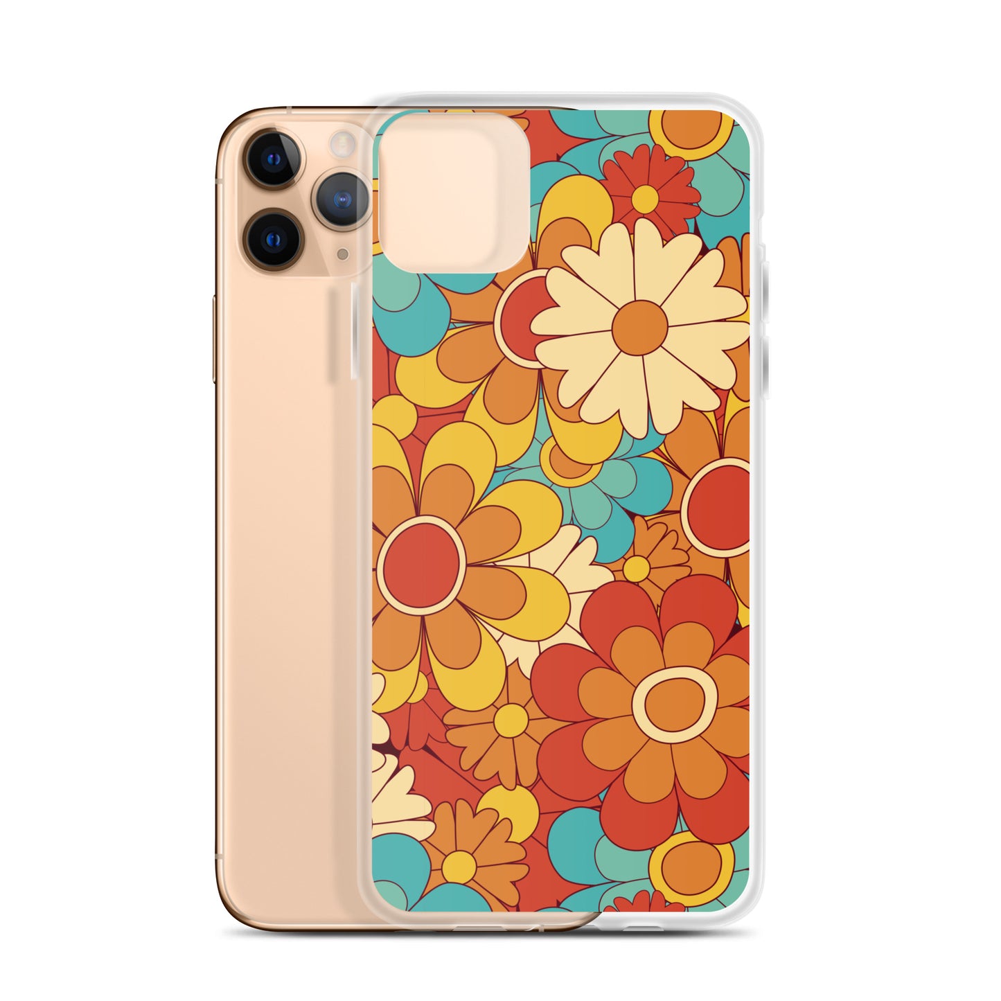 Vintage Retro Colors Groovy Floral Pattern Clear Case for iPhone®