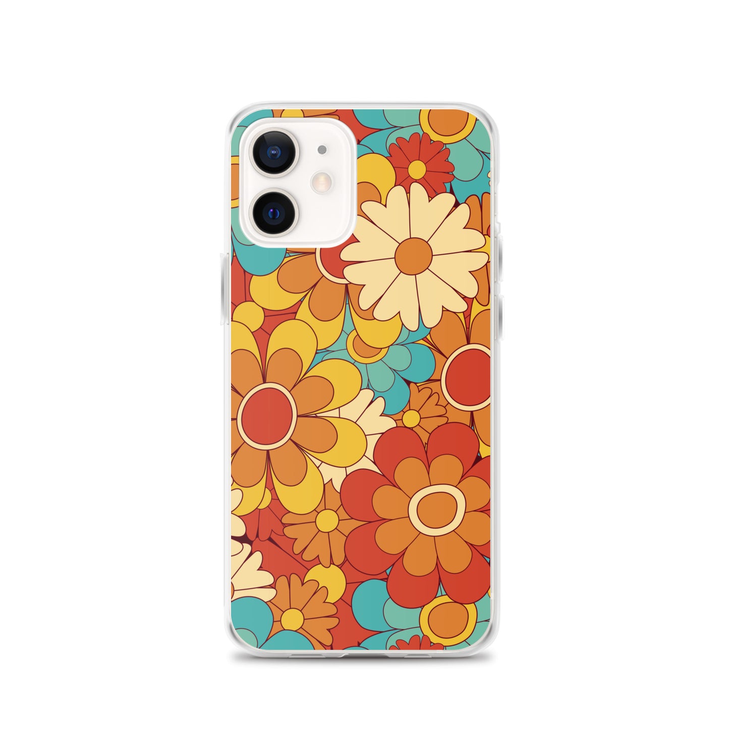 Vintage Retro Colors Groovy Floral Pattern Clear Case for iPhone®