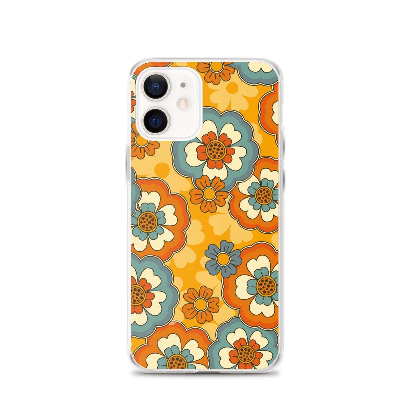 Vintage Retro Colors Groovy Flowers Pattern Clear Case for iPhone®