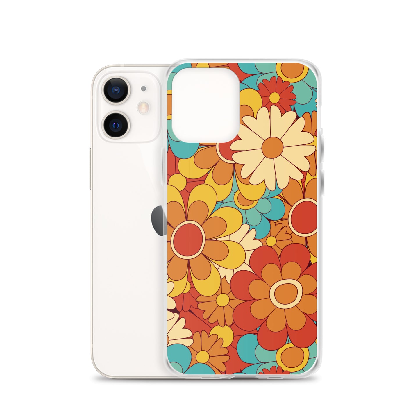 Vintage Retro Colors Groovy Floral Pattern Clear Case for iPhone®