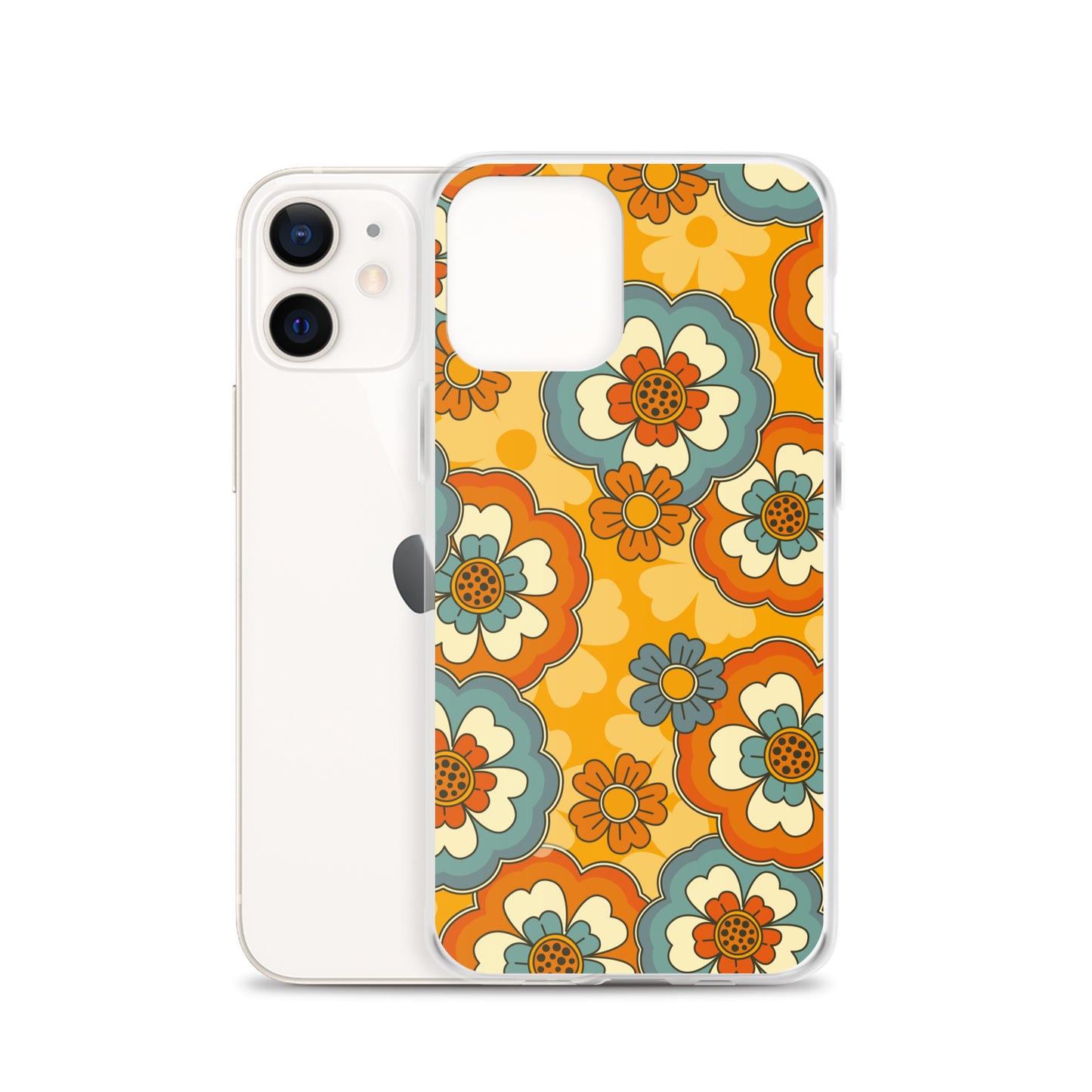 Vintage Retro Colors Groovy Flowers Pattern Clear Case for iPhone®