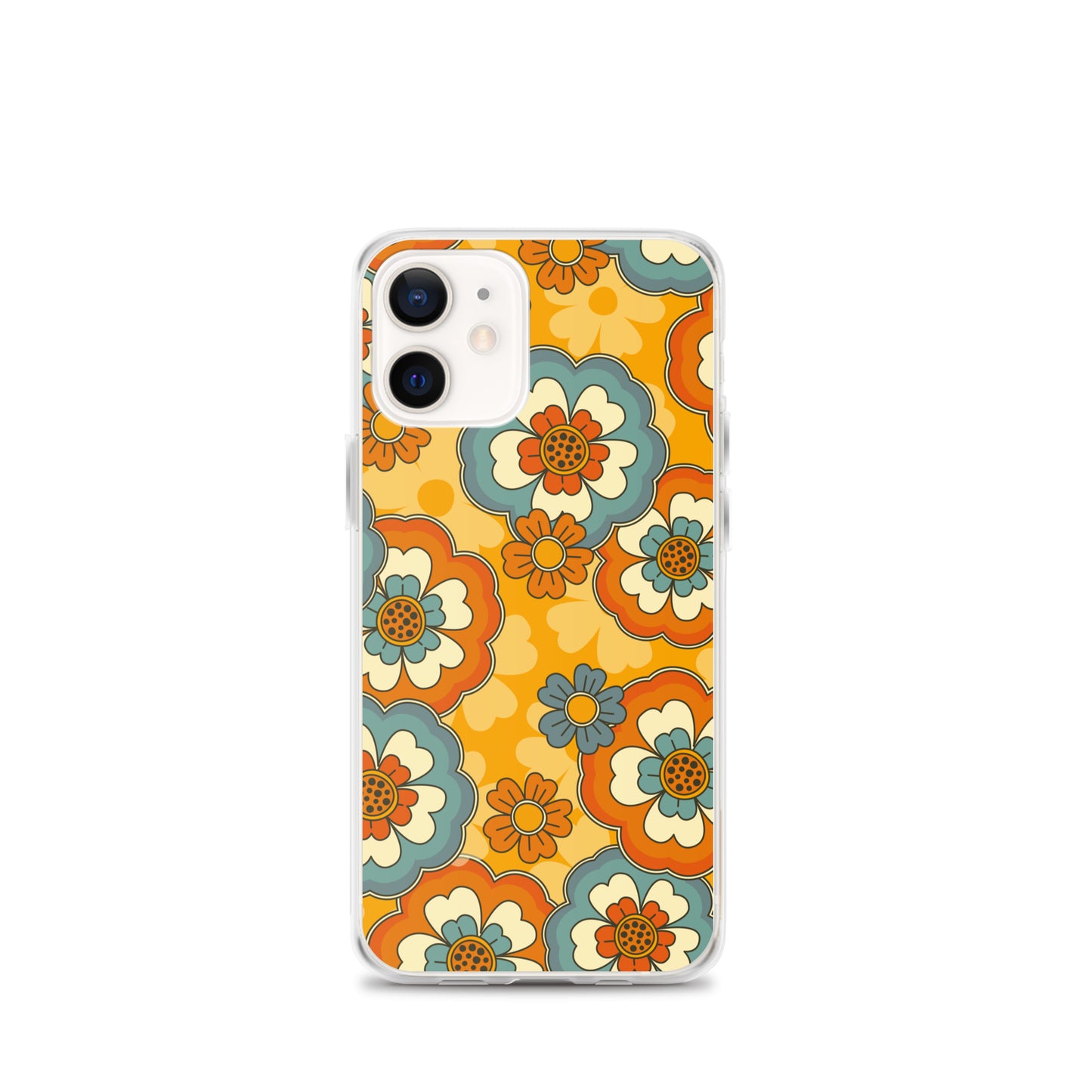 Vintage Retro Colors Groovy Flowers Pattern Clear Case for iPhone®
