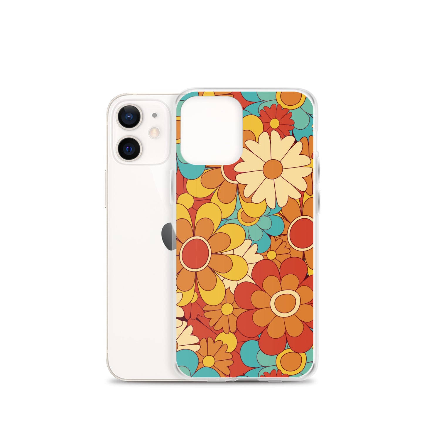 Vintage Retro Colors Groovy Floral Pattern Clear Case for iPhone®