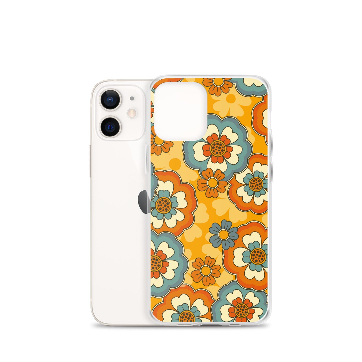 Vintage Retro Colors Groovy Flowers Pattern Clear Case for iPhone®