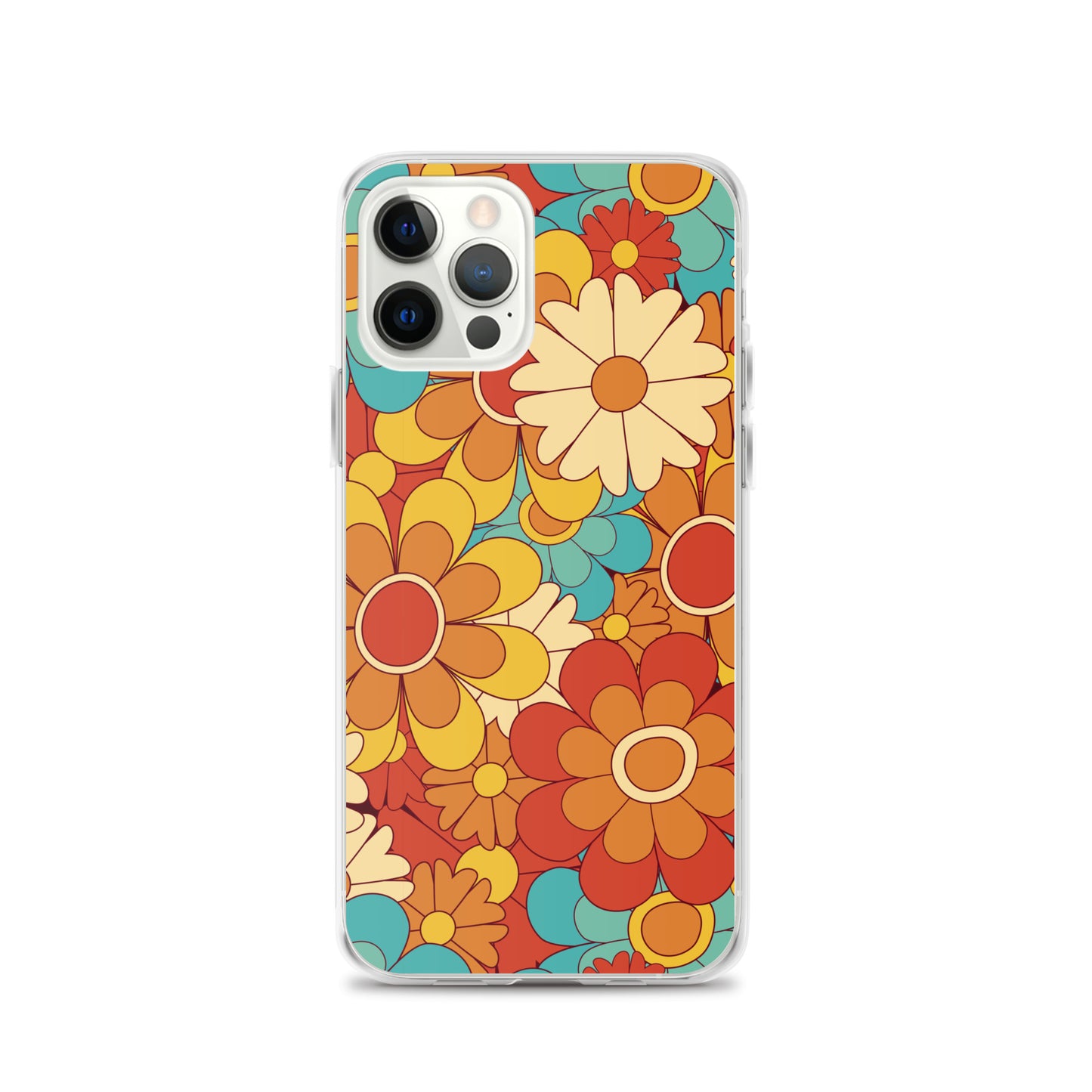Vintage Retro Colors Groovy Floral Pattern Clear Case for iPhone®