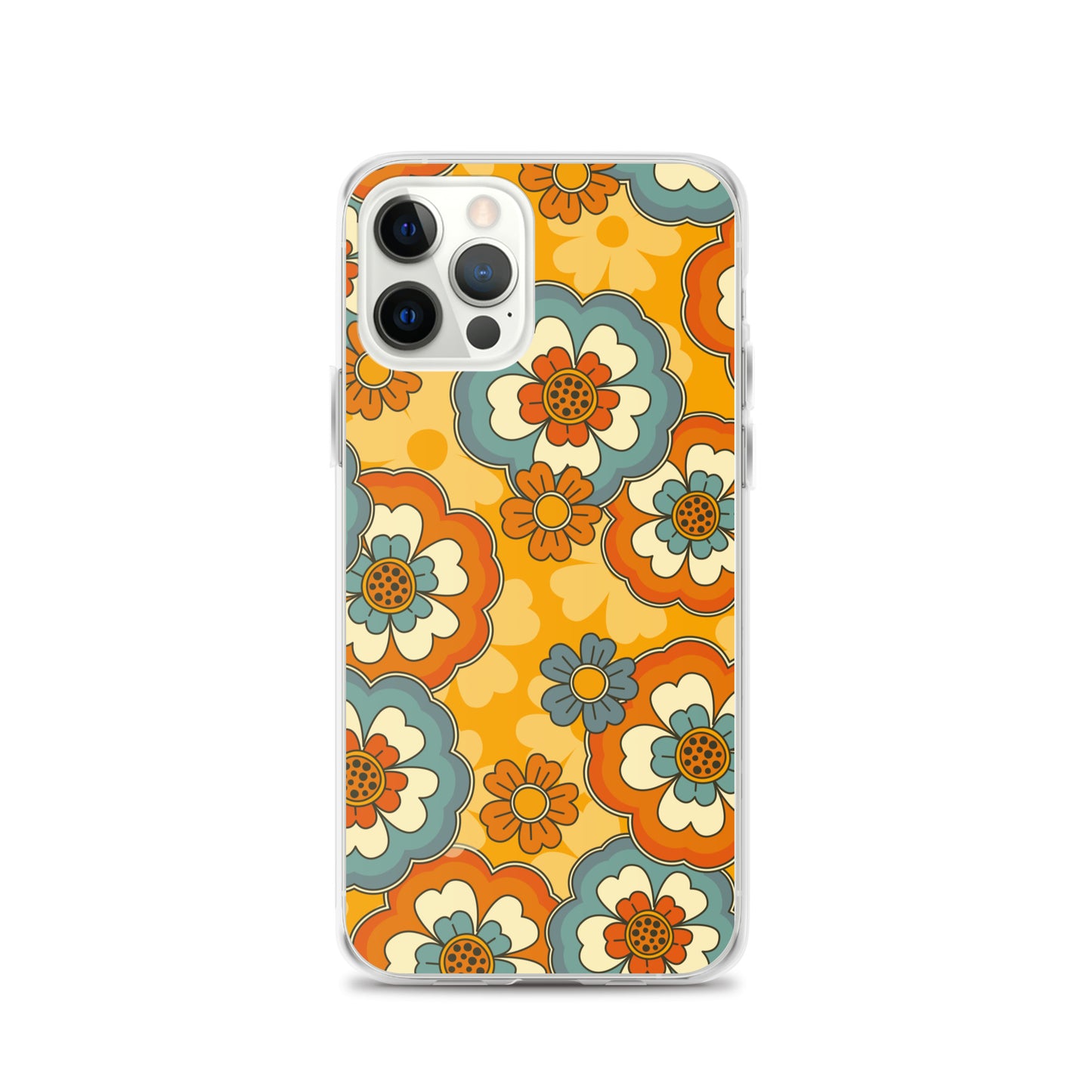 Vintage Retro Colors Groovy Flowers Pattern Clear Case for iPhone®