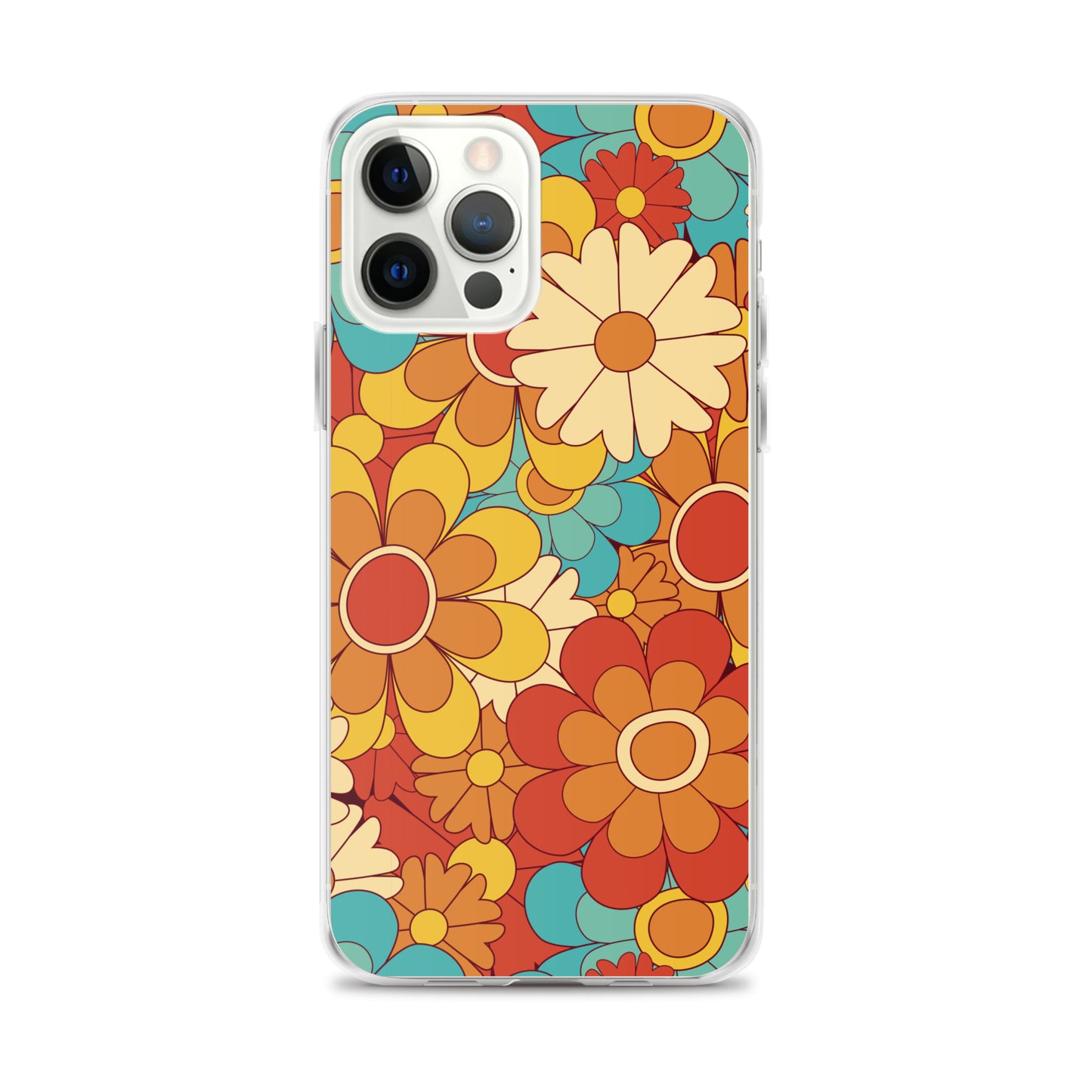 Vintage Retro Colors Groovy Floral Pattern Clear Case for iPhone®