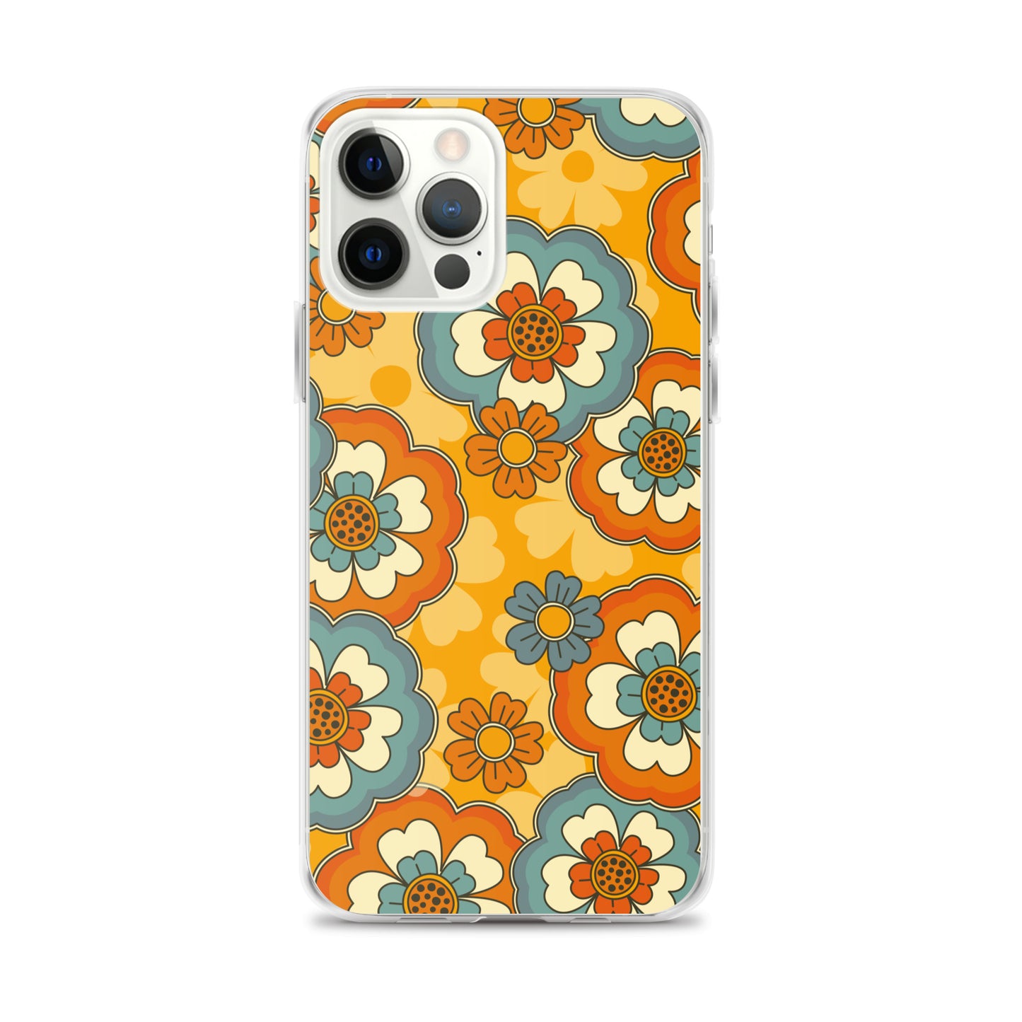 Vintage Retro Colors Groovy Flowers Pattern Clear Case for iPhone®