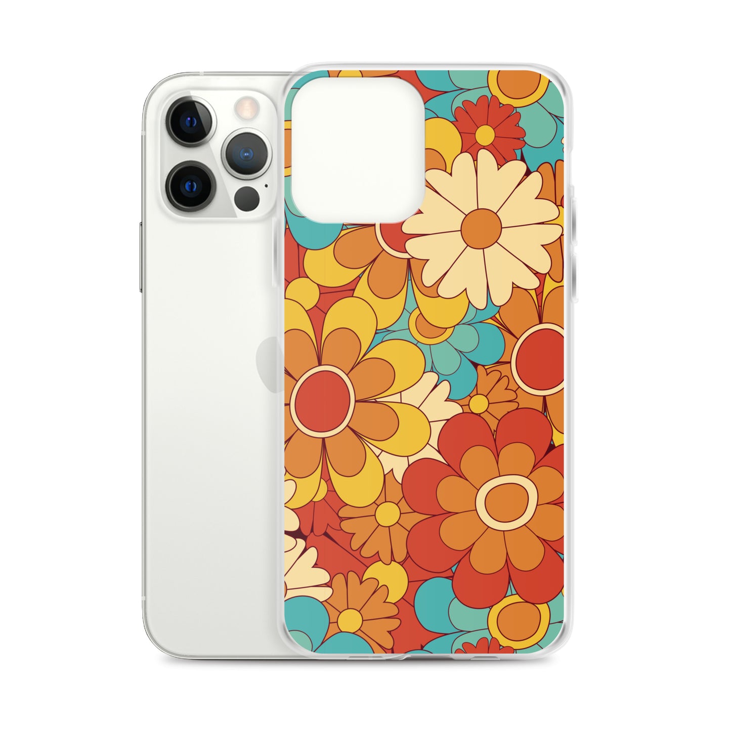 Vintage Retro Colors Groovy Floral Pattern Clear Case for iPhone®