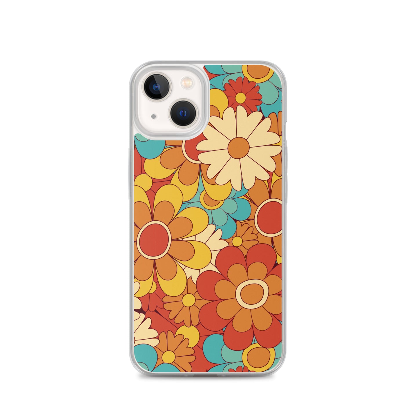 Vintage Retro Colors Groovy Floral Pattern Clear Case for iPhone®