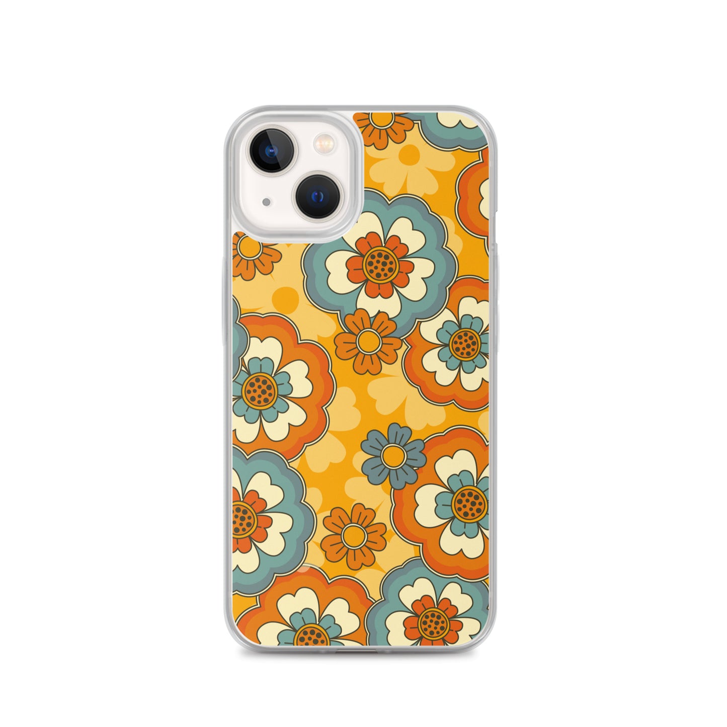 Vintage Retro Colors Groovy Flowers Pattern Clear Case for iPhone®