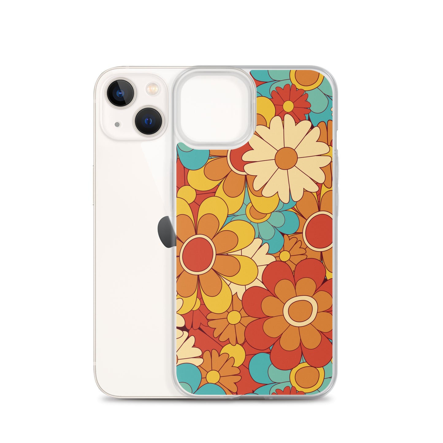 Vintage Retro Colors Groovy Floral Pattern Clear Case for iPhone®