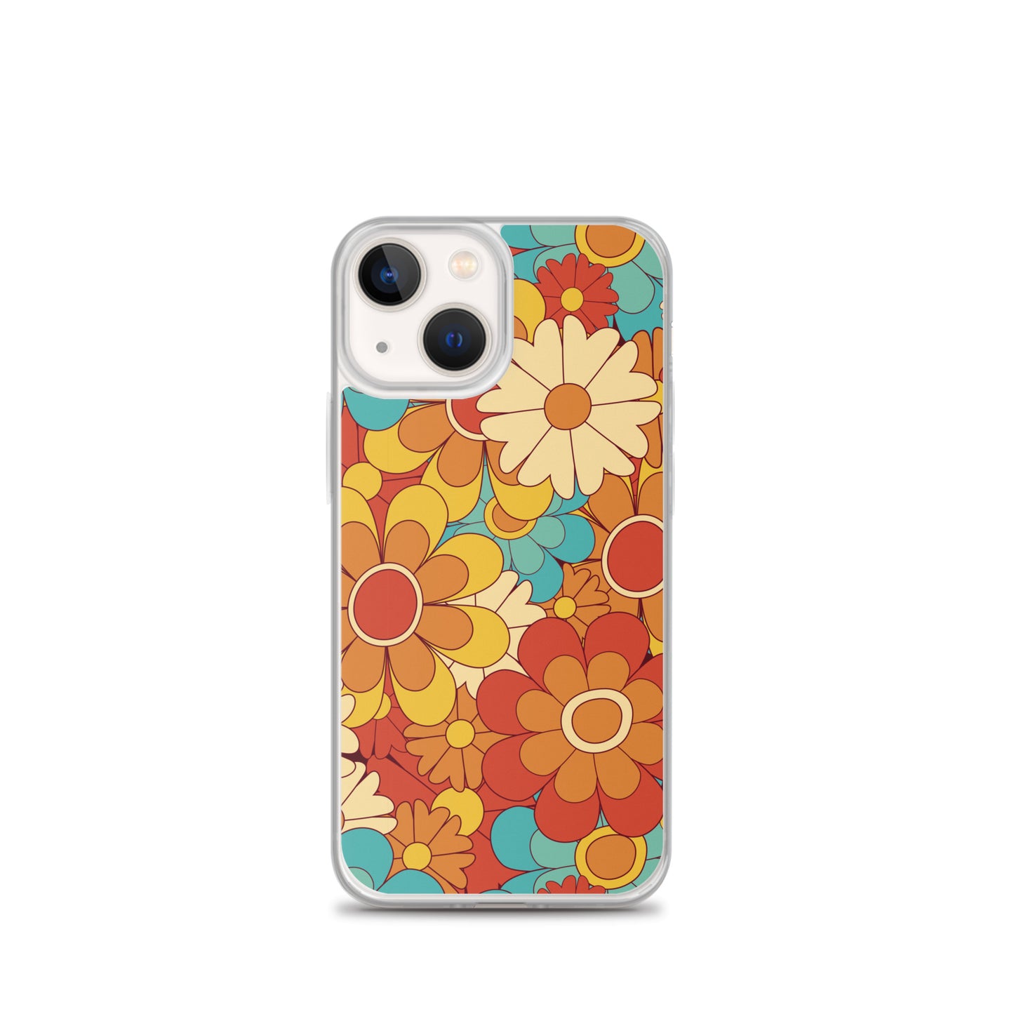 Vintage Retro Colors Groovy Floral Pattern Clear Case for iPhone®
