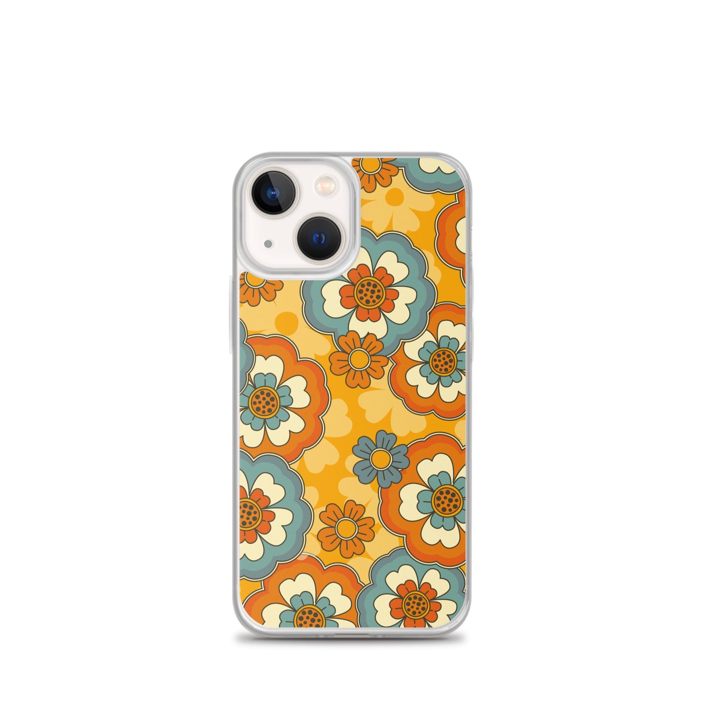 Vintage Retro Colors Groovy Flowers Pattern Clear Case for iPhone®