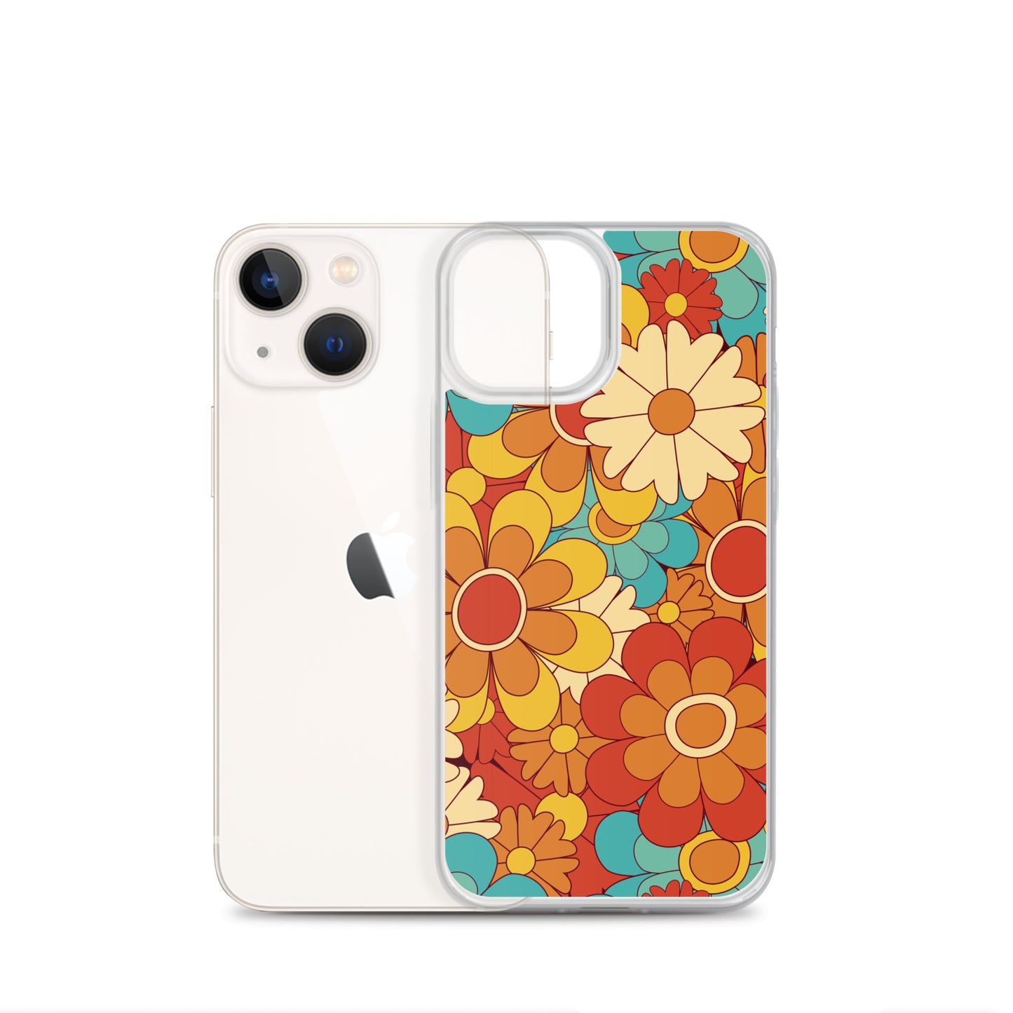 Vintage Retro Colors Groovy Floral Pattern Clear Case for iPhone®