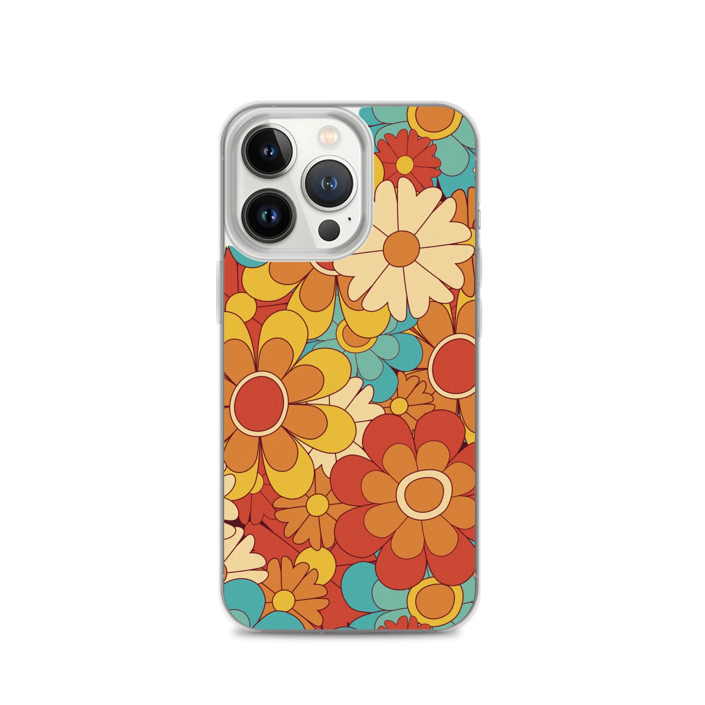 Vintage Retro Colors Groovy Floral Pattern Clear Case for iPhone®