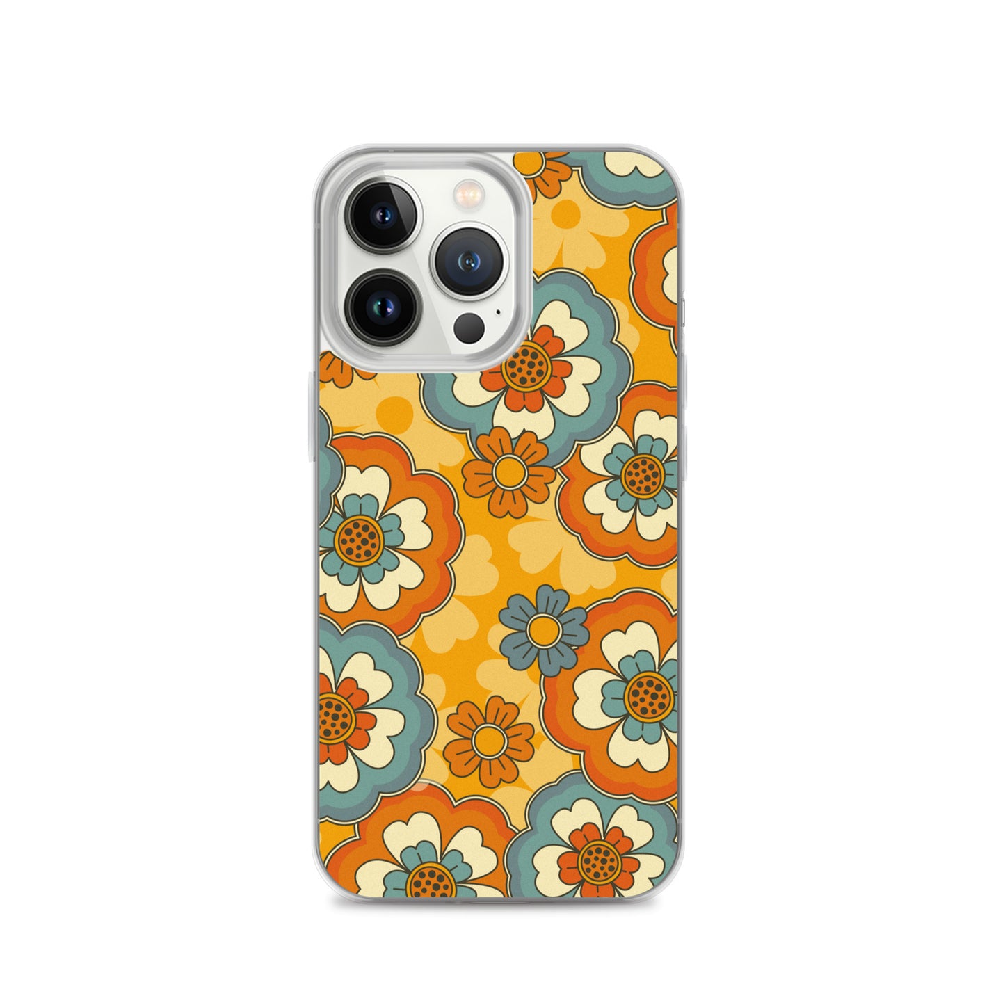 Vintage Retro Colors Groovy Flowers Pattern Clear Case for iPhone®