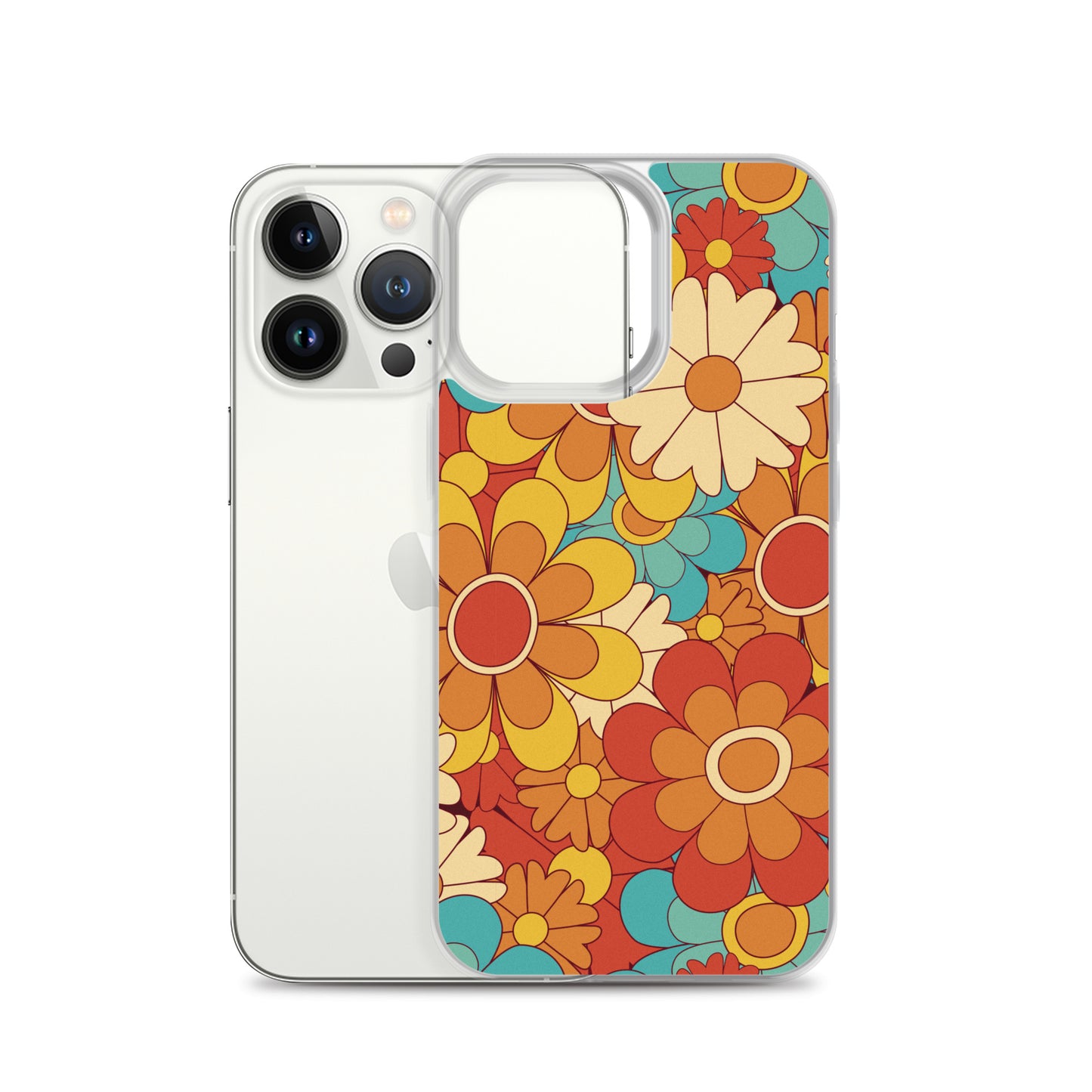 Vintage Retro Colors Groovy Floral Pattern Clear Case for iPhone®
