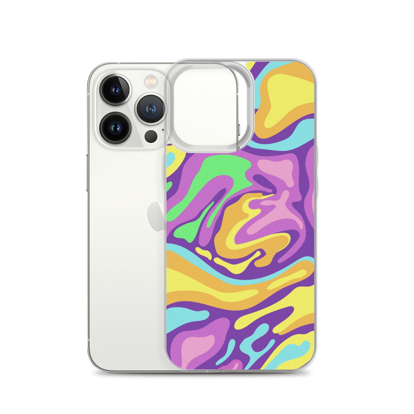 Colorful Groovy Psychedelic Wave Pattern Clear Case for iPhone®