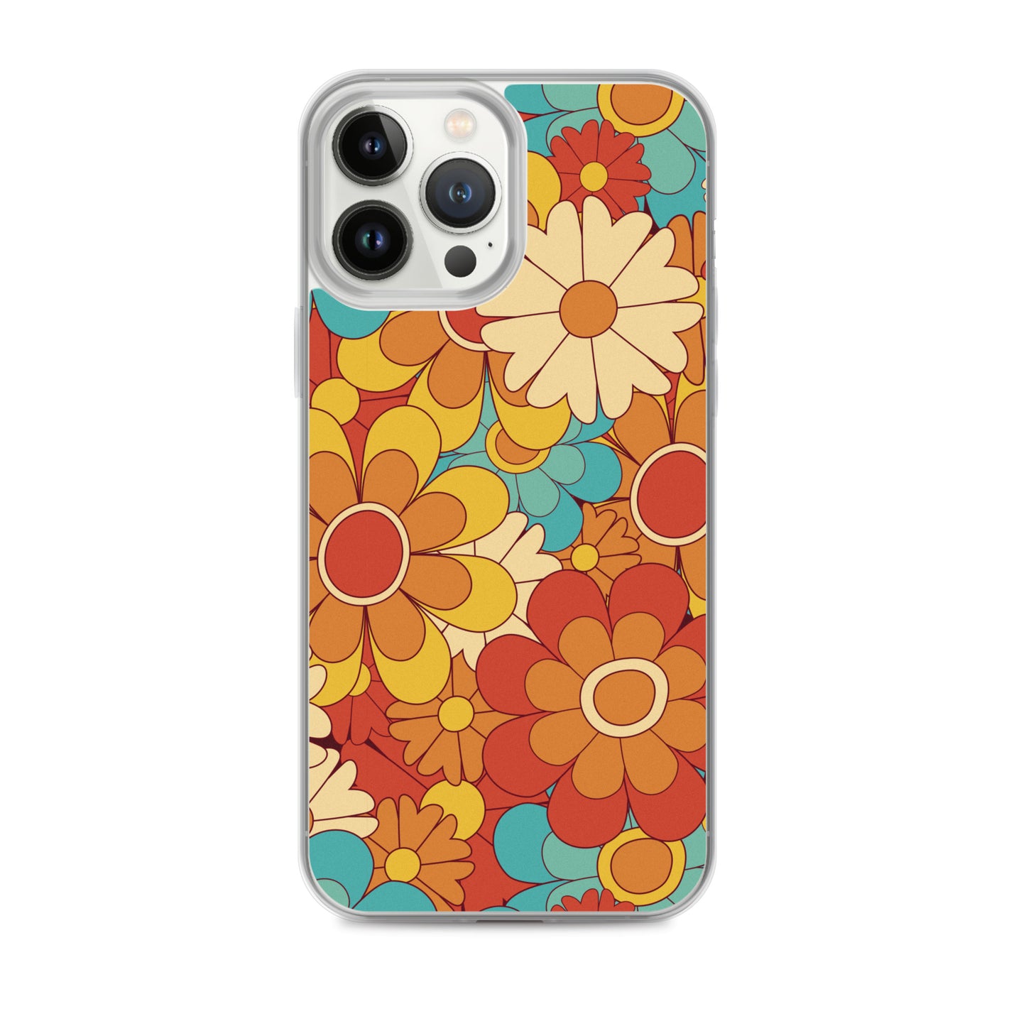 Vintage Retro Colors Groovy Floral Pattern Clear Case for iPhone®