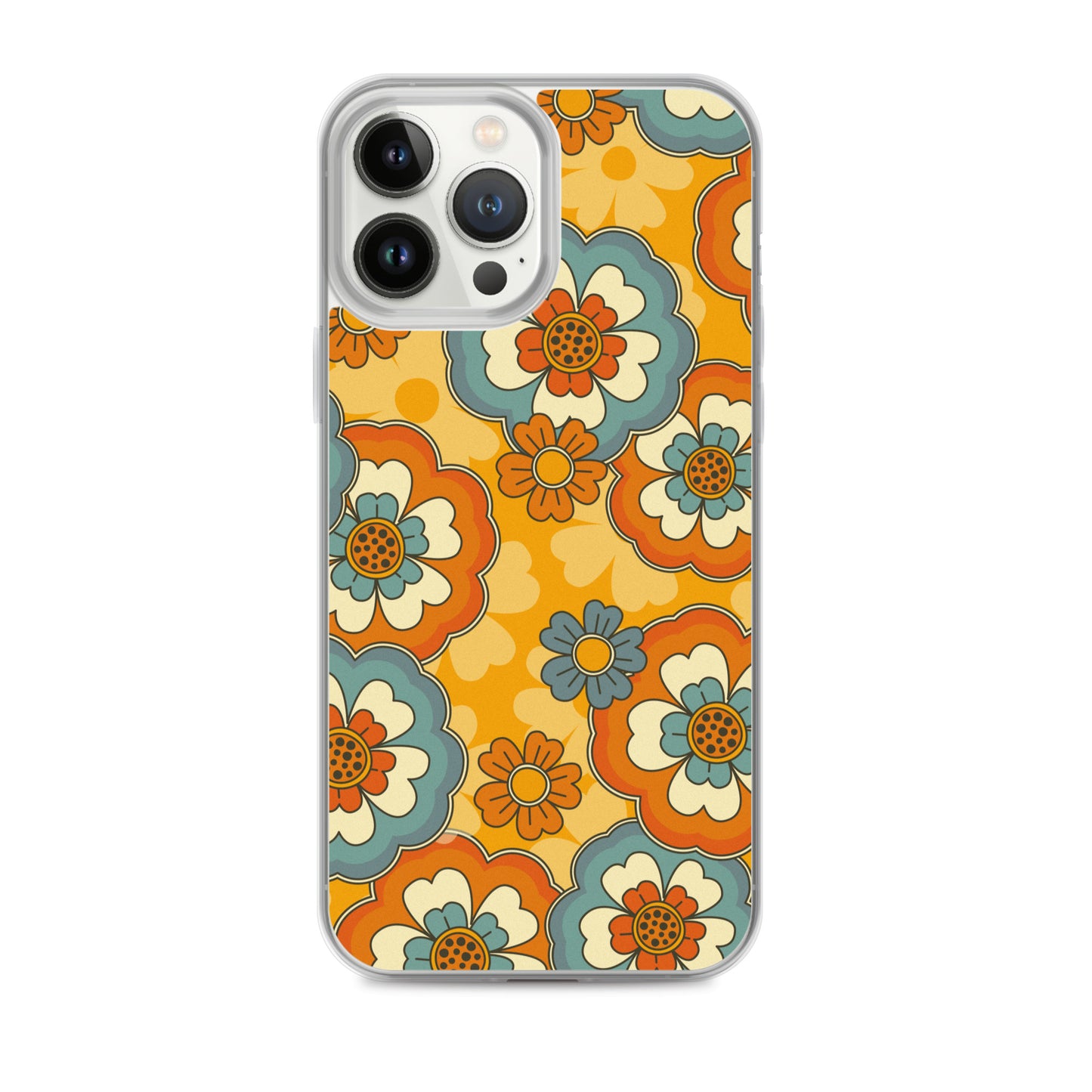 Vintage Retro Colors Groovy Flowers Pattern Clear Case for iPhone®