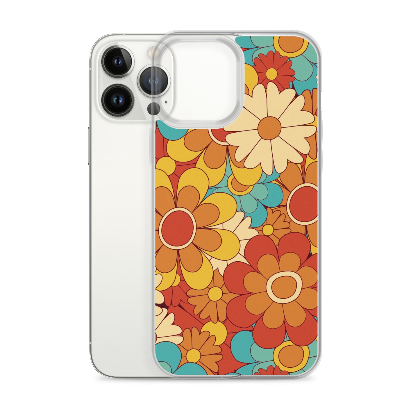 Vintage Retro Colors Groovy Floral Pattern Clear Case for iPhone®