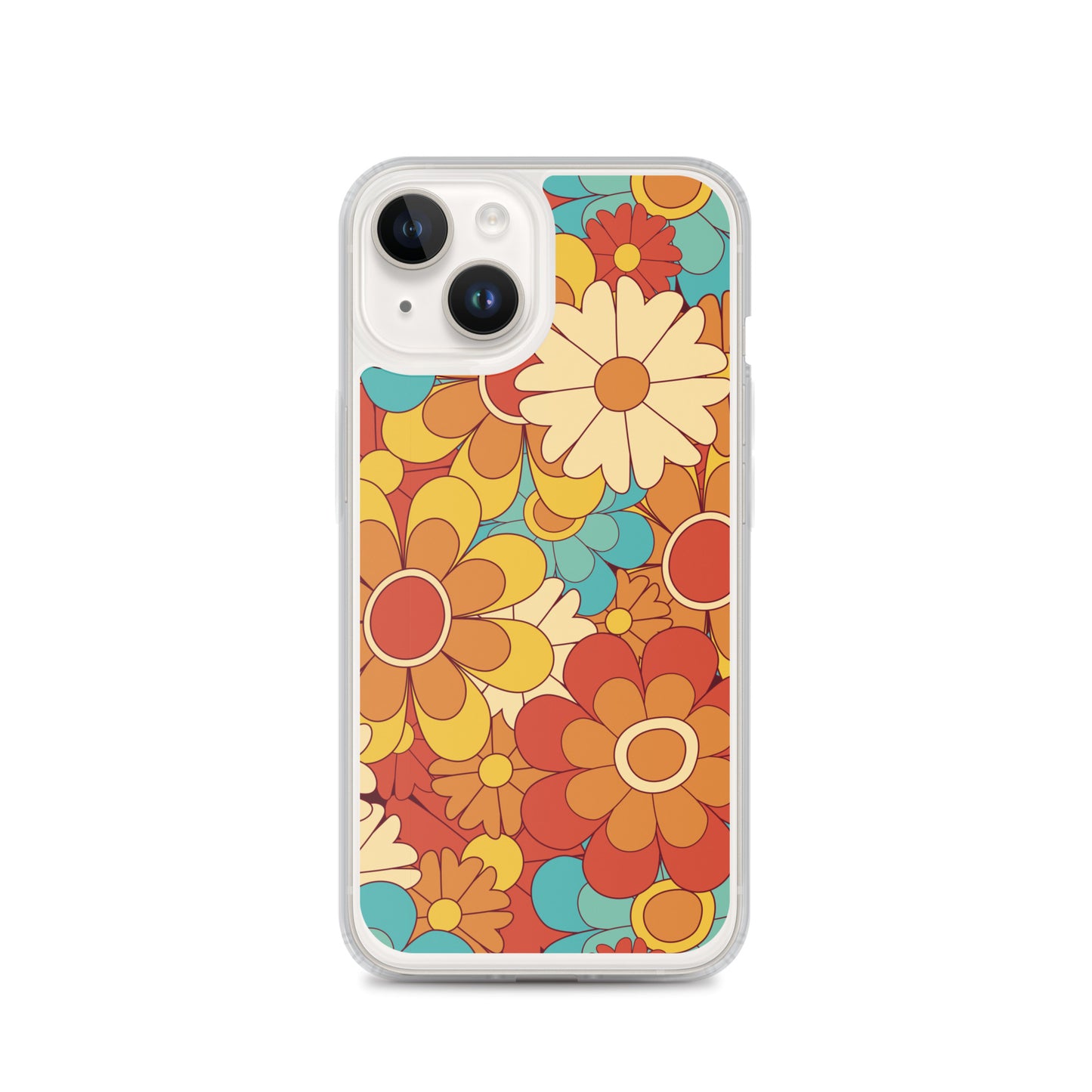Vintage Retro Colors Groovy Floral Pattern Clear Case for iPhone®