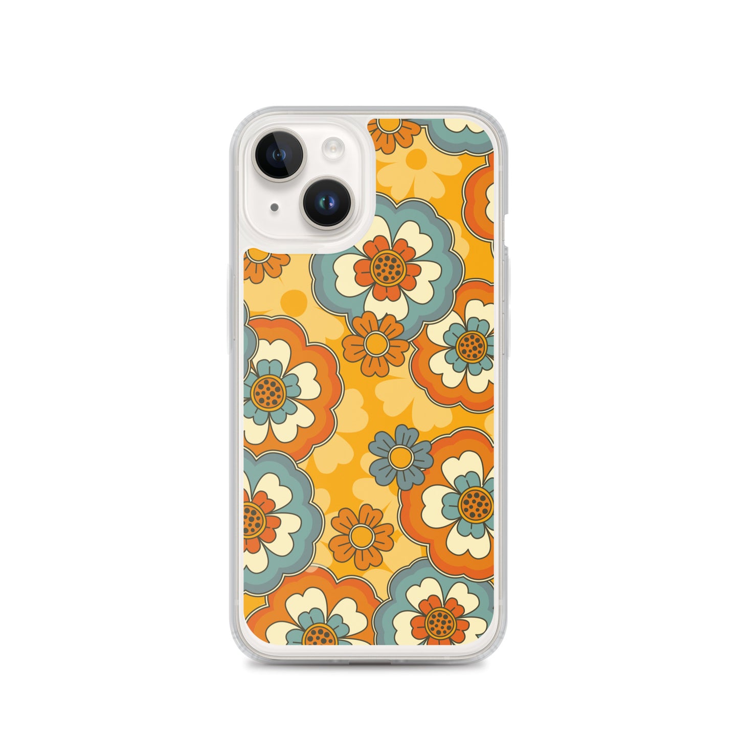 Vintage Retro Colors Groovy Flowers Pattern Clear Case for iPhone®