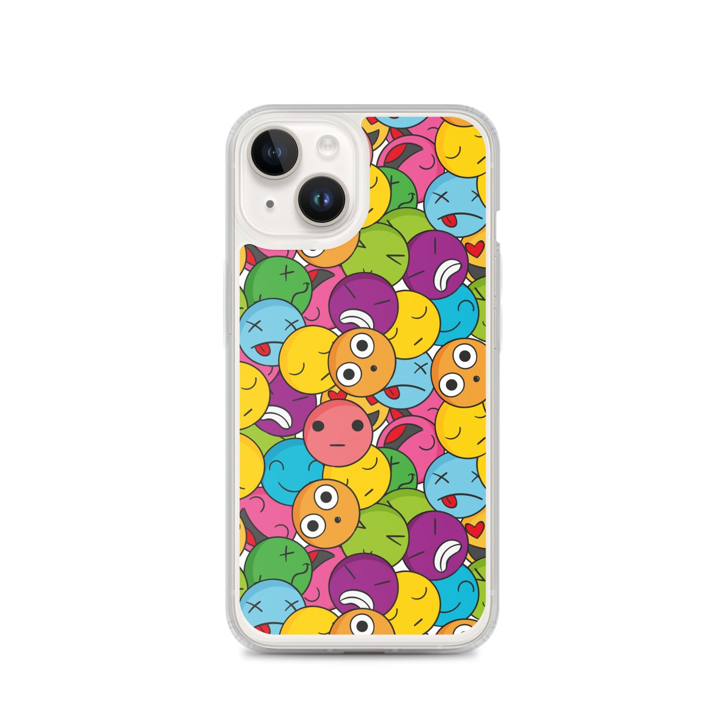Creative Colorful Emoticons Pattern Clear Case for iPhone®