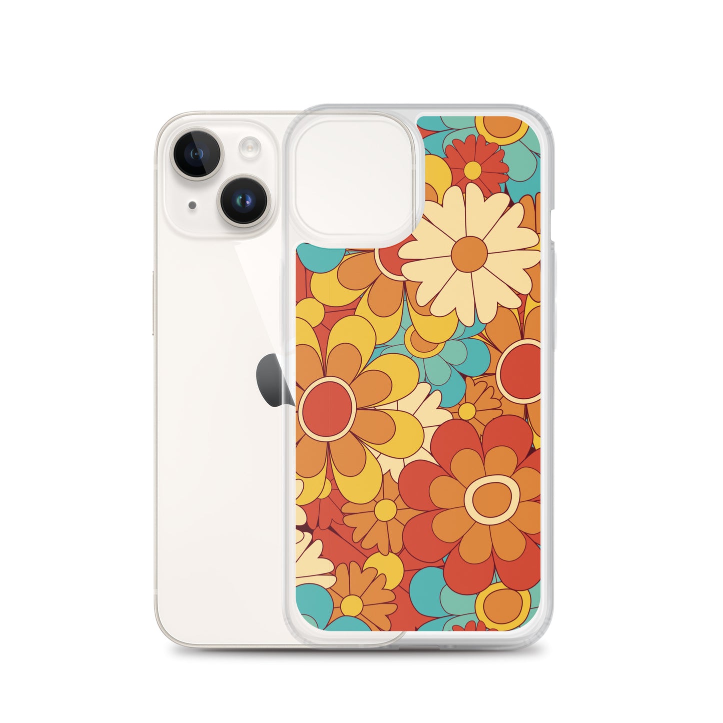 Vintage Retro Colors Groovy Floral Pattern Clear Case for iPhone®