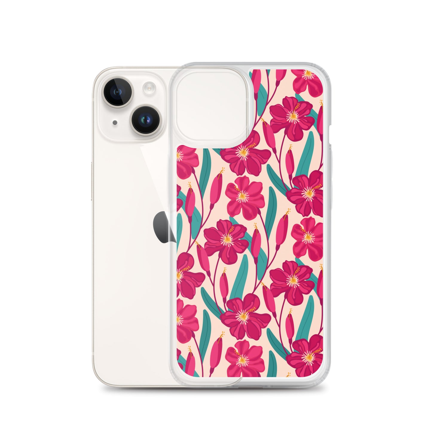 Hibiscus Flower Pattern Clear Case for iPhone®