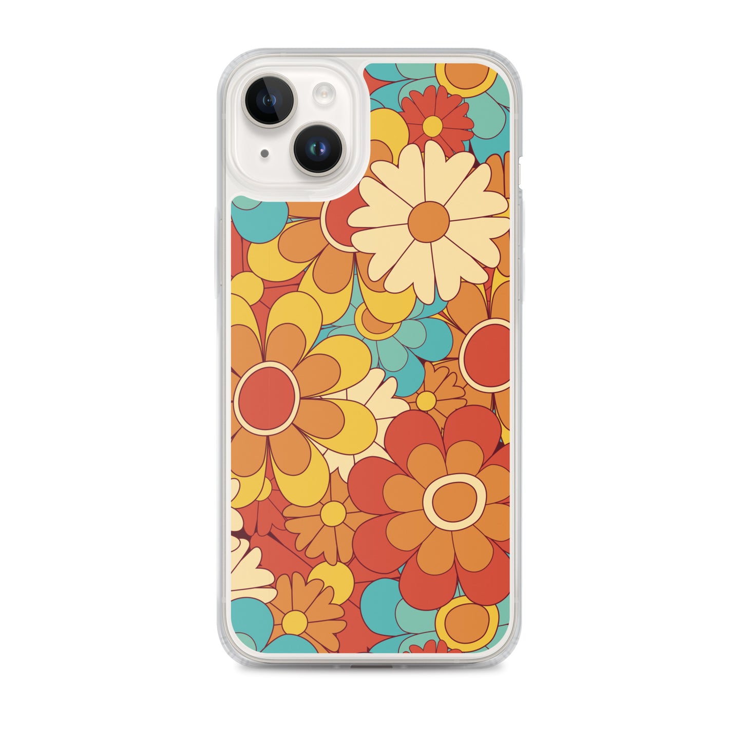 Vintage Retro Colors Groovy Floral Pattern Clear Case for iPhone®