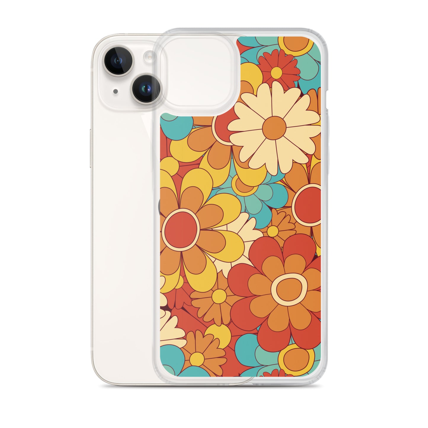 Vintage Retro Colors Groovy Floral Pattern Clear Case for iPhone®