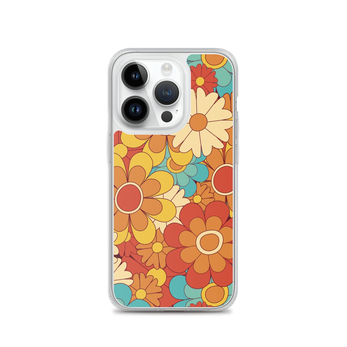 Vintage Retro Colors Groovy Floral Pattern Clear Case for iPhone®