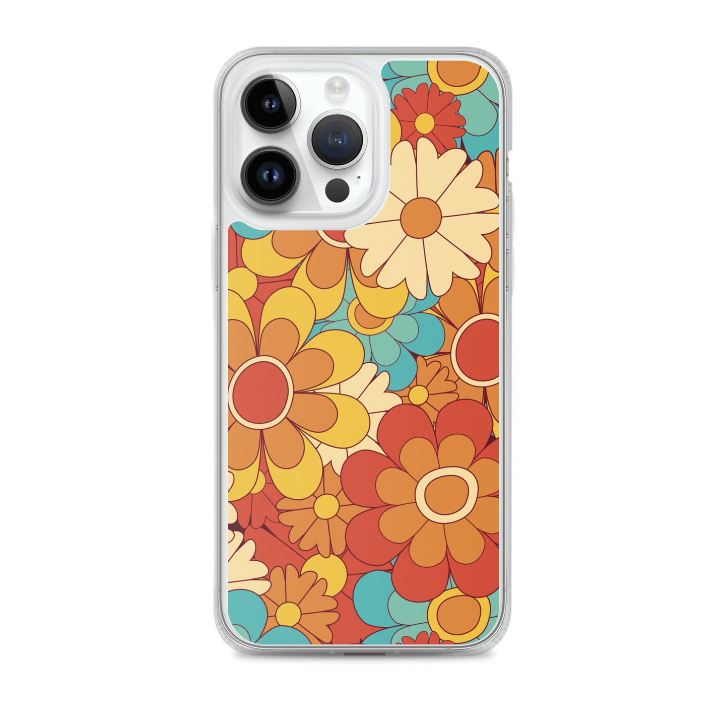 Vintage Retro Colors Groovy Floral Pattern Clear Case for iPhone®