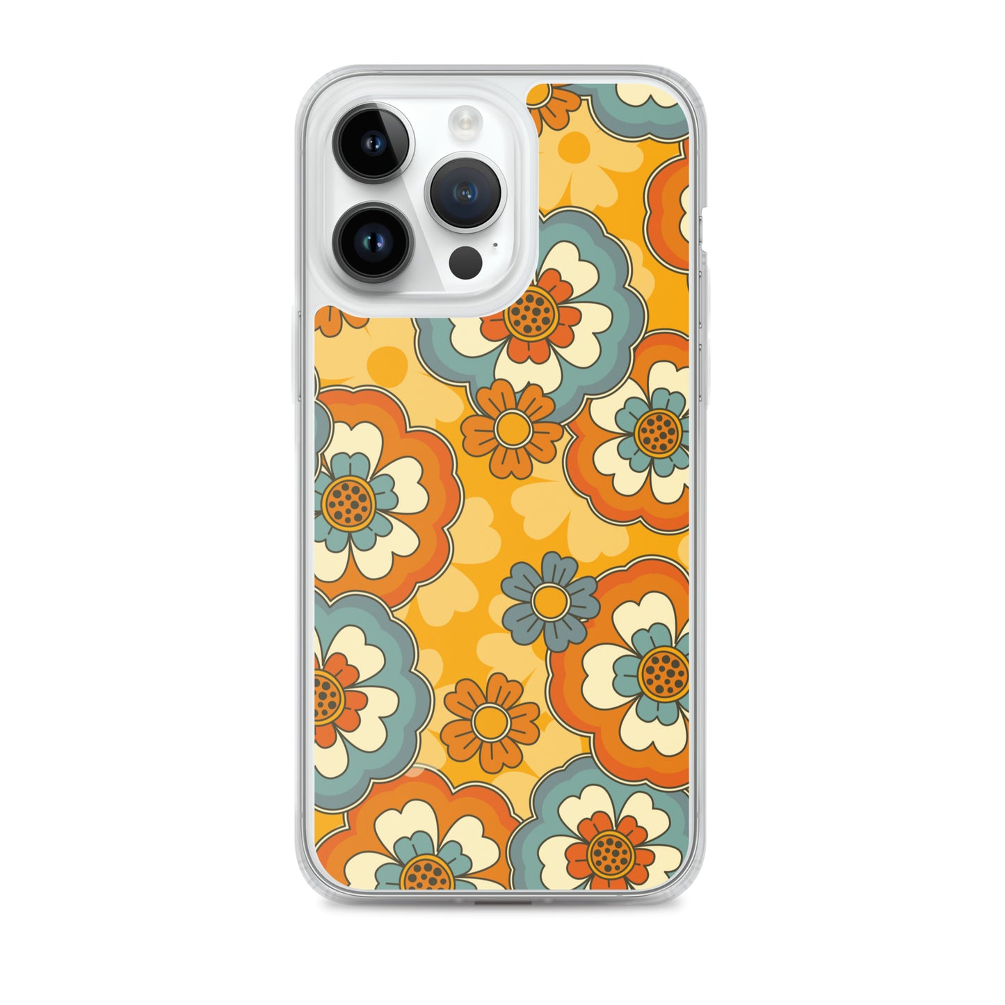 Vintage Retro Colors Groovy Flowers Pattern Clear Case for iPhone®