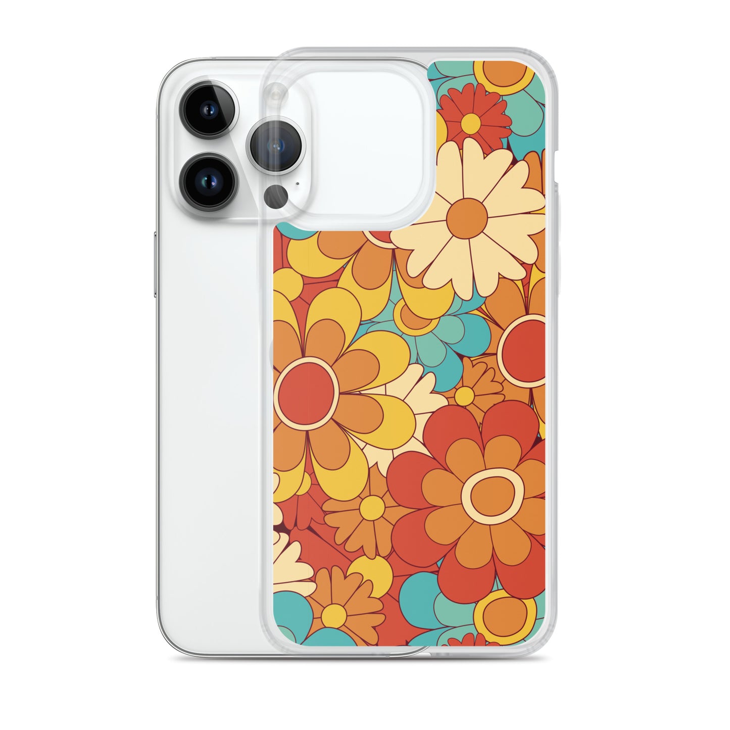 Vintage Retro Colors Groovy Floral Pattern Clear Case for iPhone®