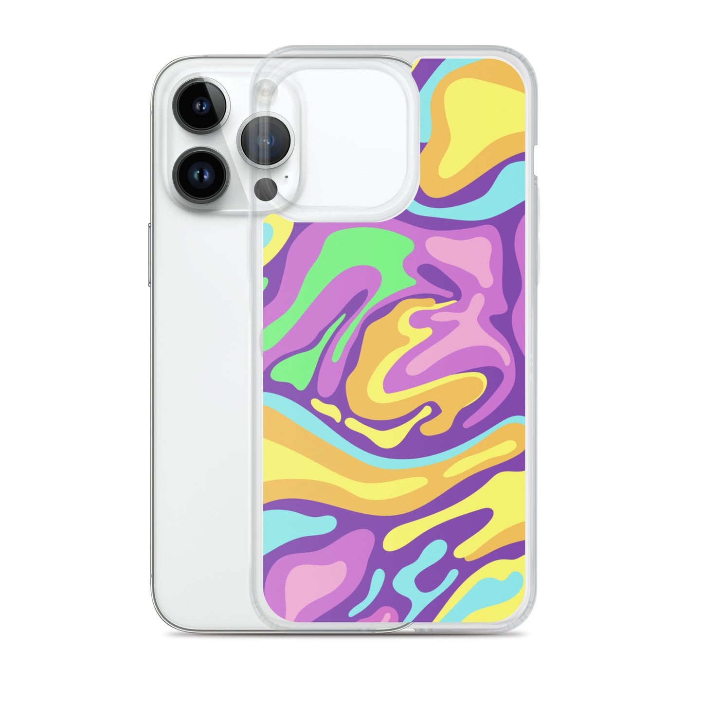 Colorful Groovy Psychedelic Wave Pattern Clear Case for iPhone®