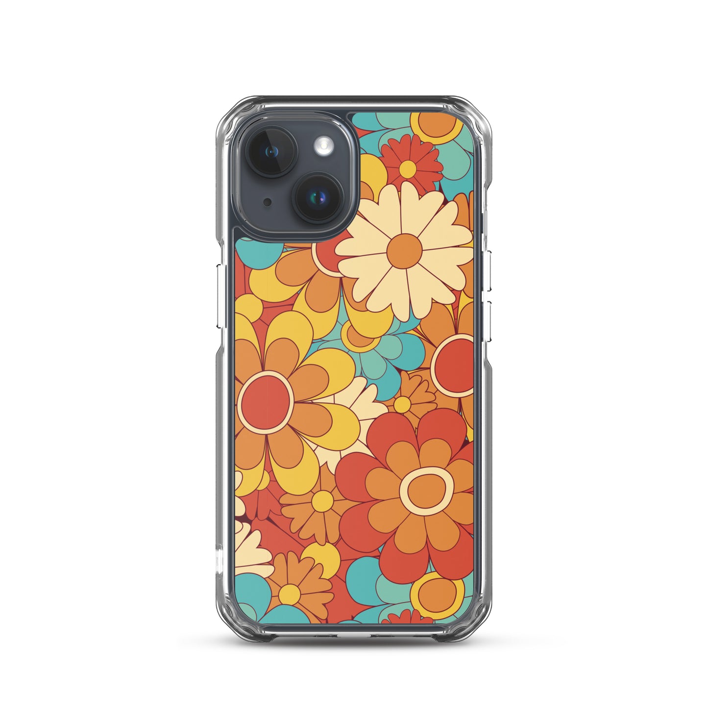 Vintage Retro Colors Groovy Floral Pattern Clear Case for iPhone®