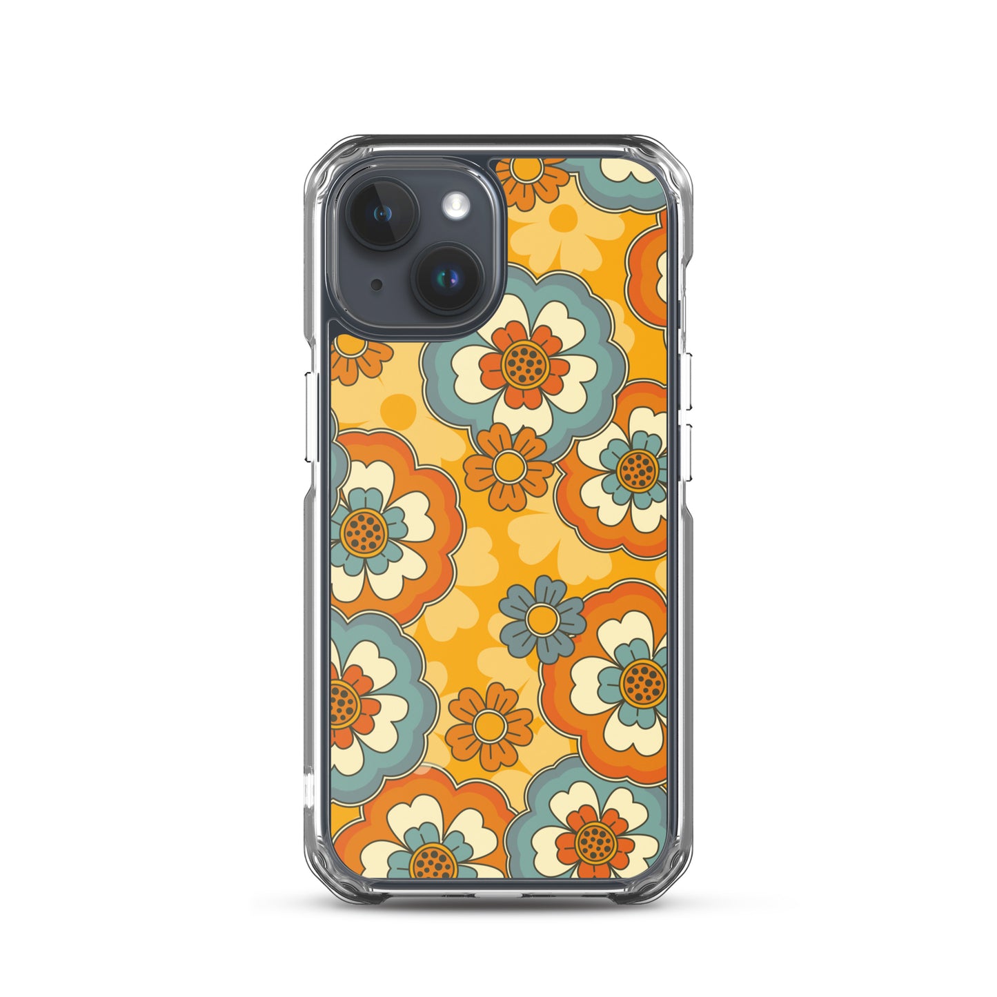 Vintage Retro Colors Groovy Flowers Pattern Clear Case for iPhone®