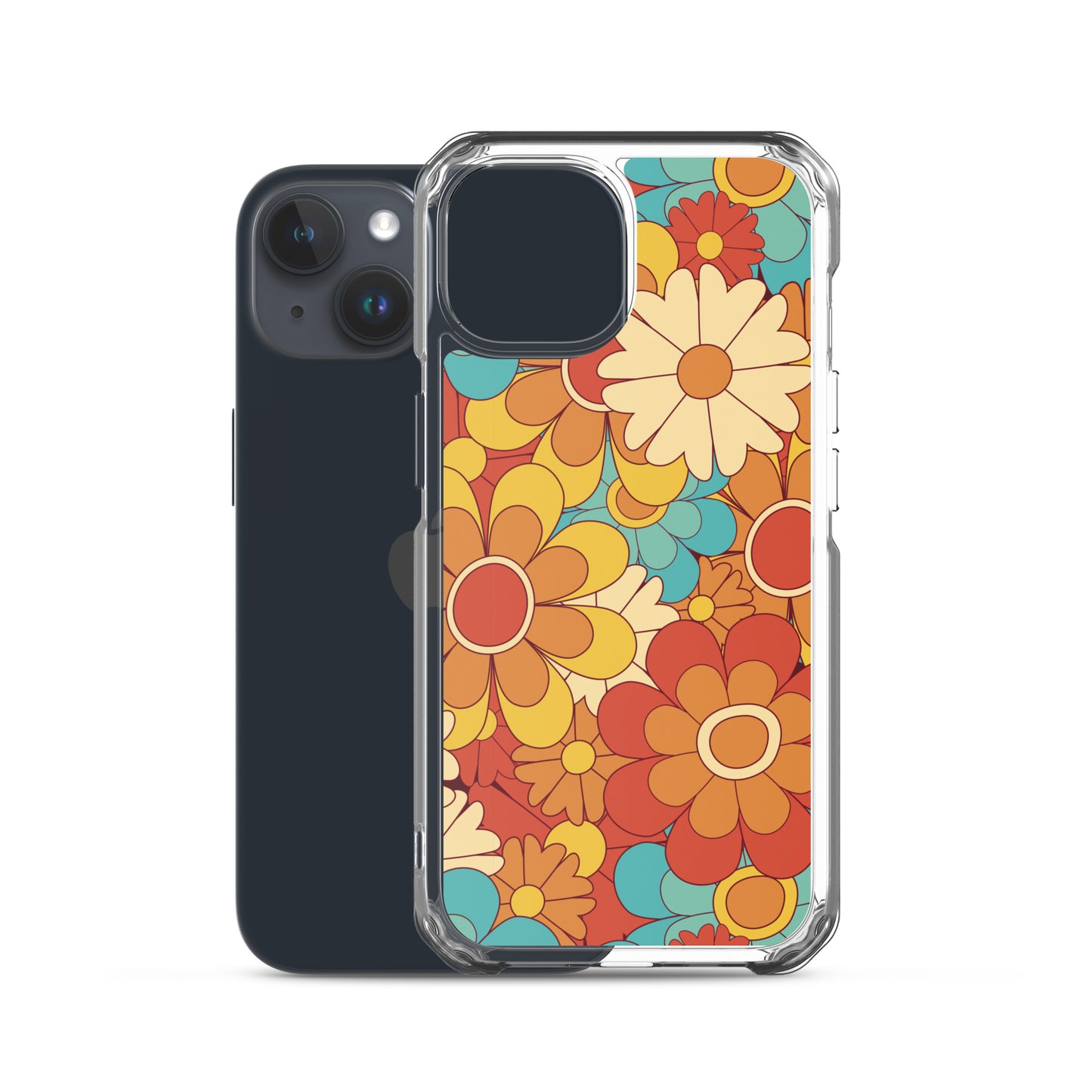 Vintage Retro Colors Groovy Floral Pattern Clear Case for iPhone®