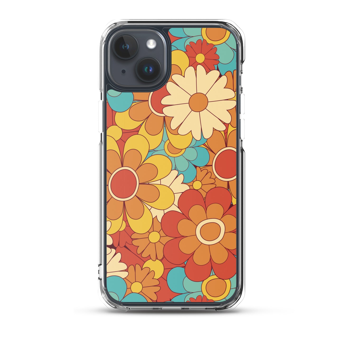 Vintage Retro Colors Groovy Floral Pattern Clear Case for iPhone®