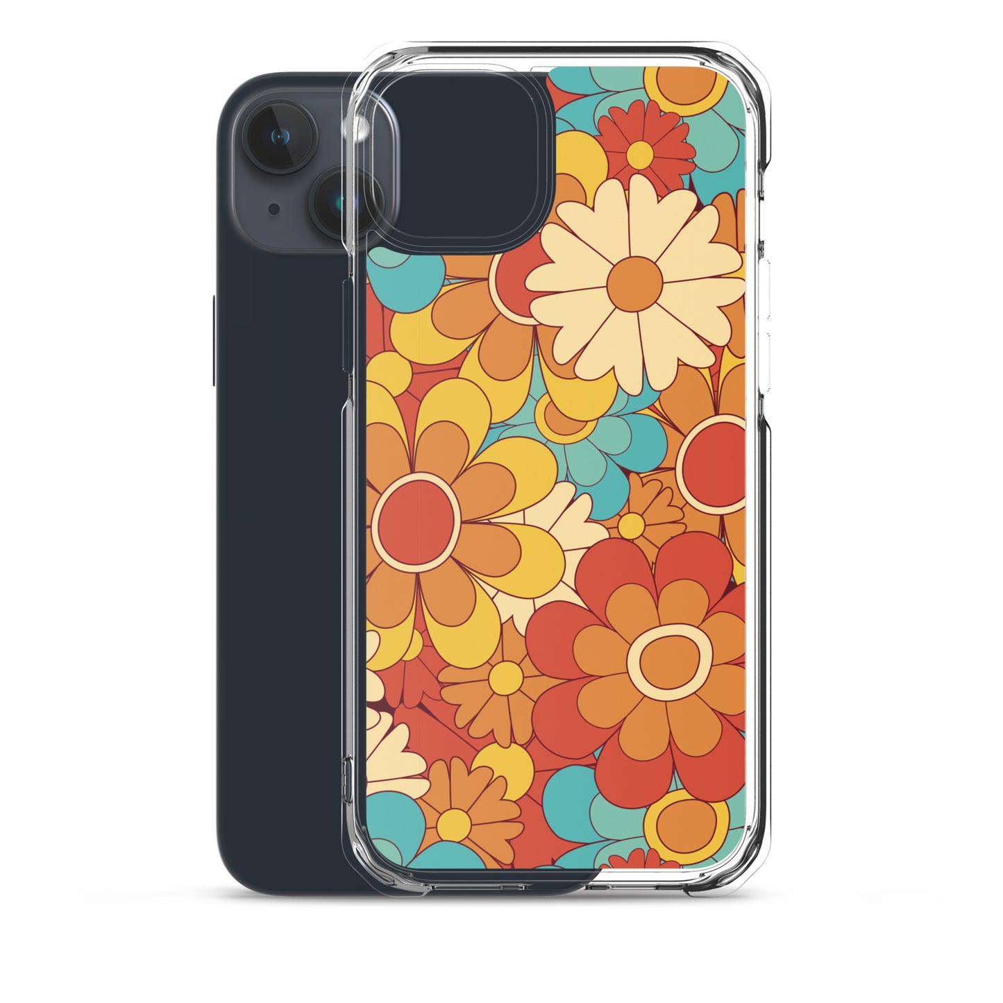 Vintage Retro Colors Groovy Floral Pattern Clear Case for iPhone®