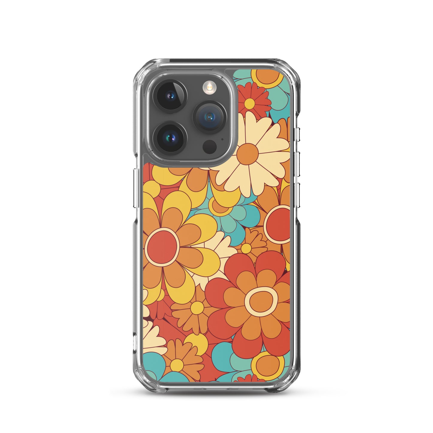 Vintage Retro Colors Groovy Floral Pattern Clear Case for iPhone®