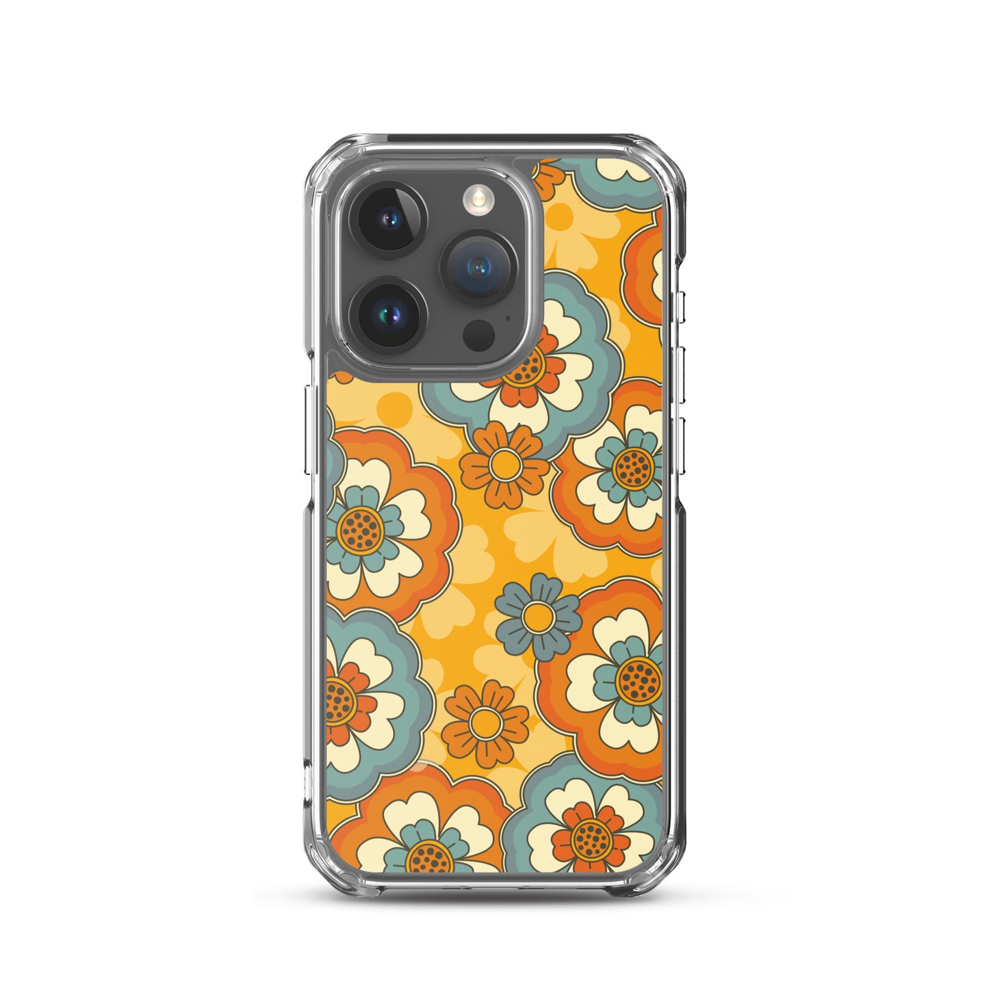 Vintage Retro Colors Groovy Flowers Pattern Clear Case for iPhone®