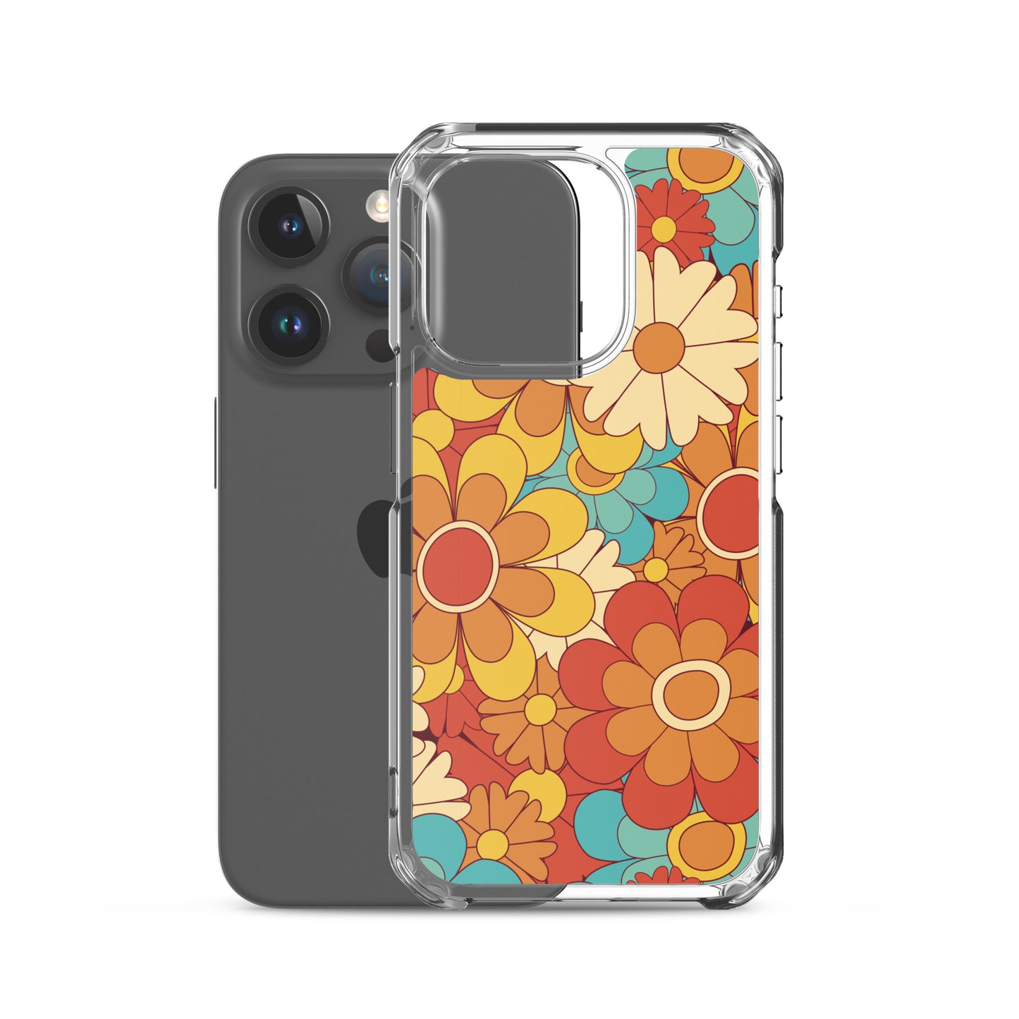 Vintage Retro Colors Groovy Floral Pattern Clear Case for iPhone®