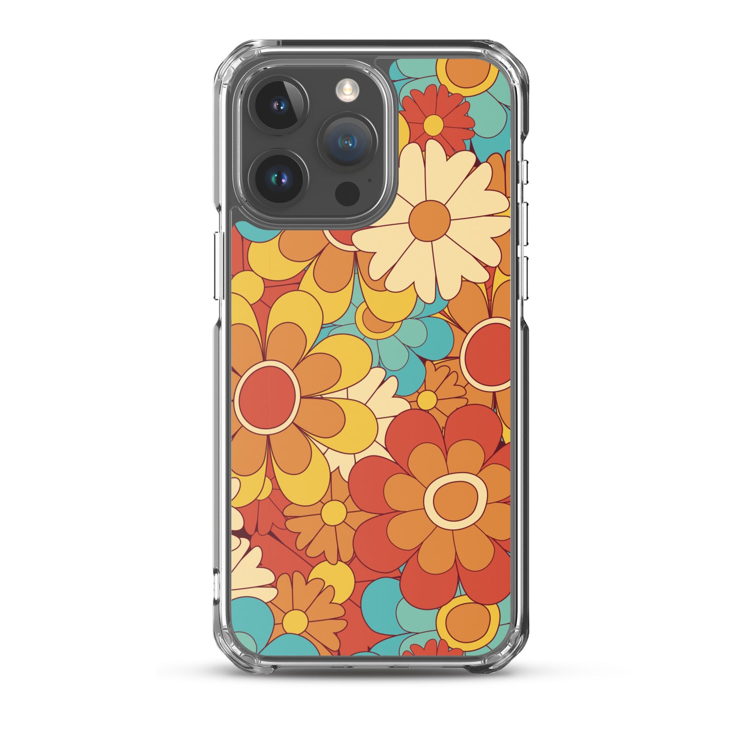 Vintage Retro Colors Groovy Floral Pattern Clear Case for iPhone®